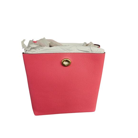 Coach Pink Pebbled Leather Bucket Bag Crossbody Purse Gold Hardware New With Tag - Picture 3 of 4